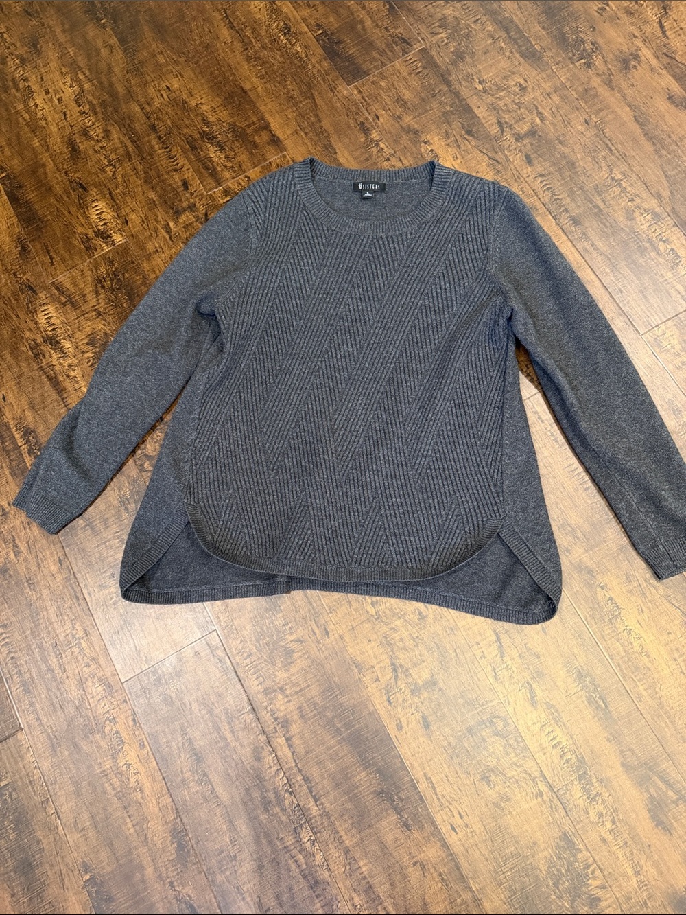 Sisters Charcoal Crewneck Textured Sweater